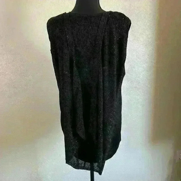 Chico's Chrissy Cape Sweater Pullover Black Sequins Metallic Women Size 3 - Picture 8 of 13